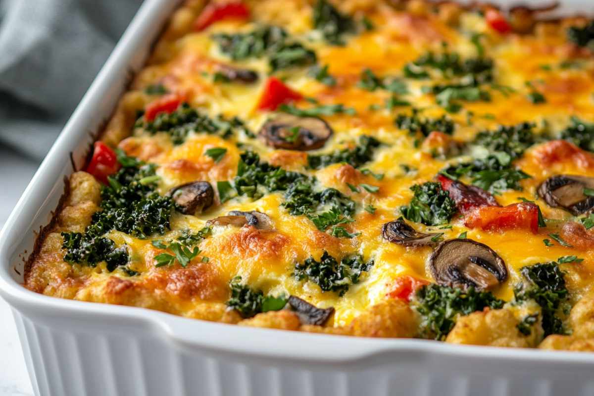 Vegetarian Tater Tot Breakfast Casserole