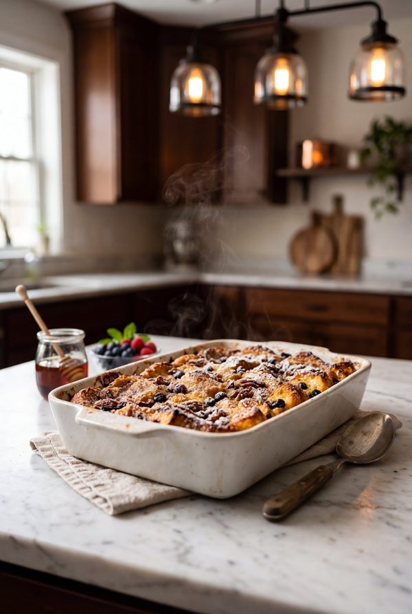 Easy French Toast Casserole fresh from the oven