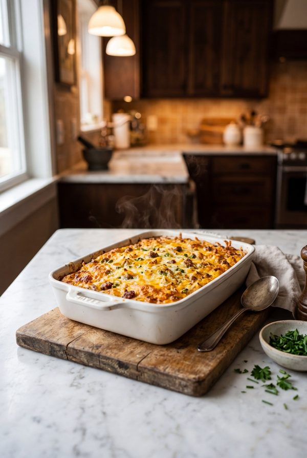 Egg And Hashbrown Casserole fresh from the oven