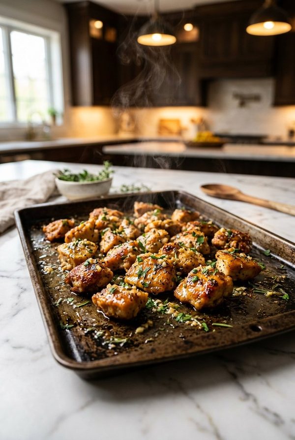 Garlic Butter Chicken Bites fresh from the oven
