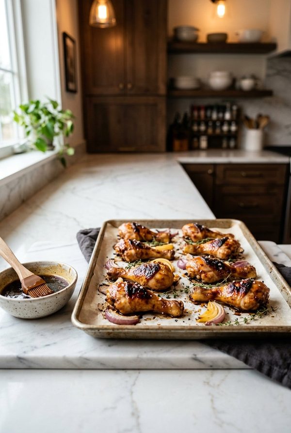 Honey Soy Chicken Drumsticks being prepared in the kitchen
