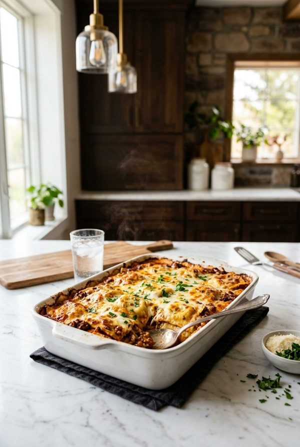 Million Dollar Ravioli Casserole fresh from the oven