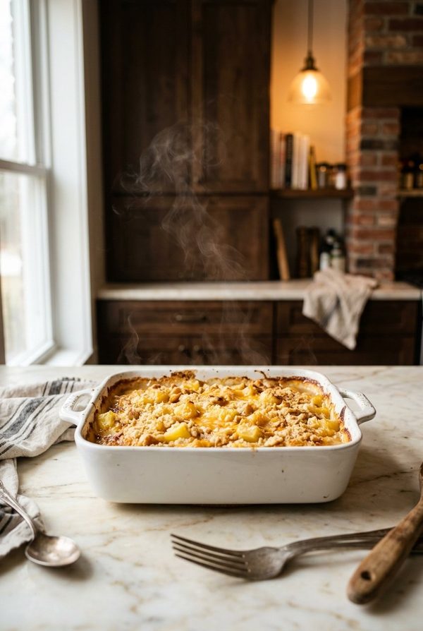 Pineapple Casserole fresh from the oven