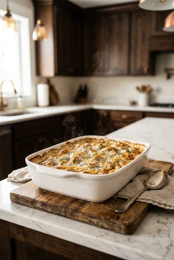 Poppy Seed Chicken Casserole fresh from the oven