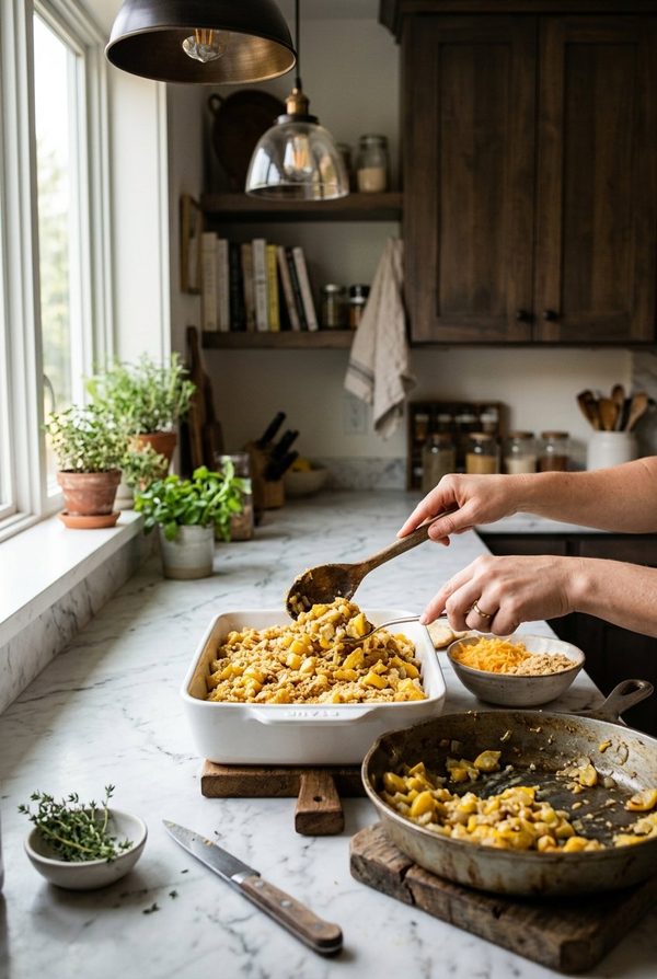 Slap Your Mama Casserole being prepared in the kitchen