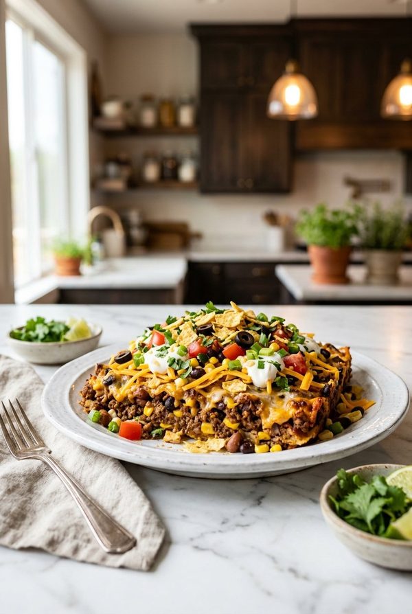 Walking Taco Casserole fresh from the oven