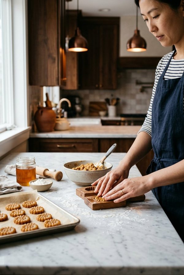 Yakgwa Korean Honey Cookies being prepared in the kitchen